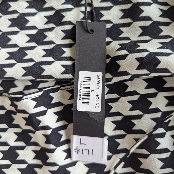 NWT Acrobat Boutique Label Black & White Houndstooth 100% Silk Camisole Top - Picture 3 of 8